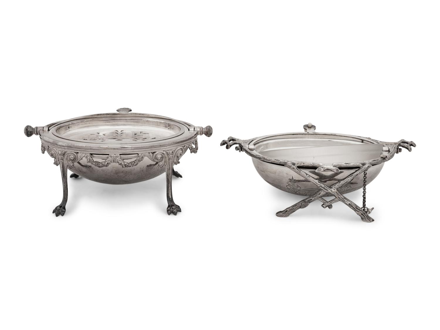 A Group of English Five Silver-Plate Serving Pieces