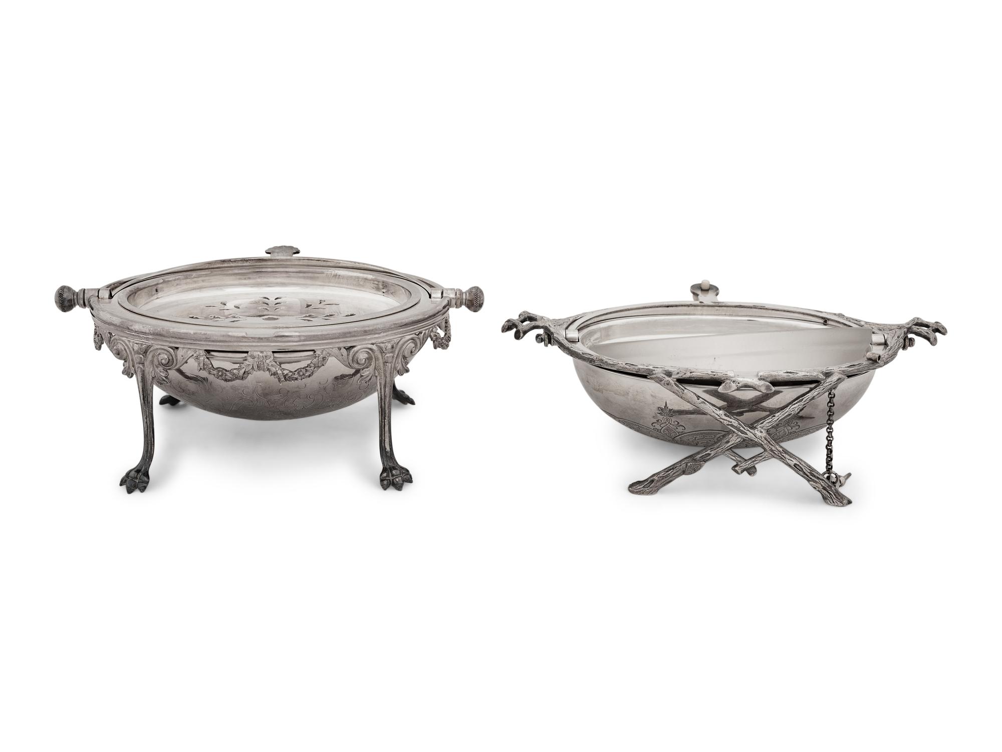A Group of English Five Silver-Plate Serving Pieces