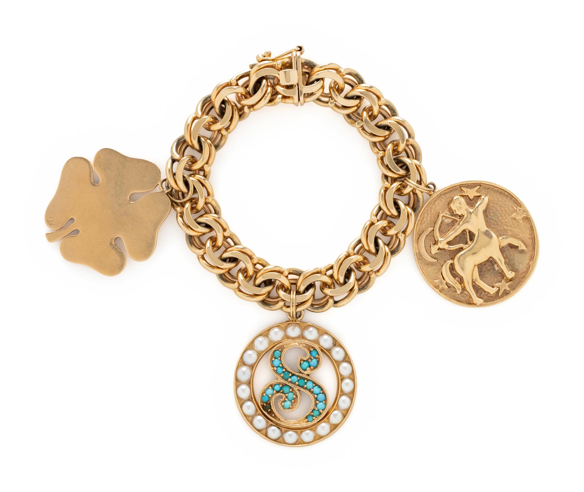 YELLOW GOLD CHARM BRACELET