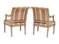 A Pair of Louis XVI Gray-Painted Fauteuils