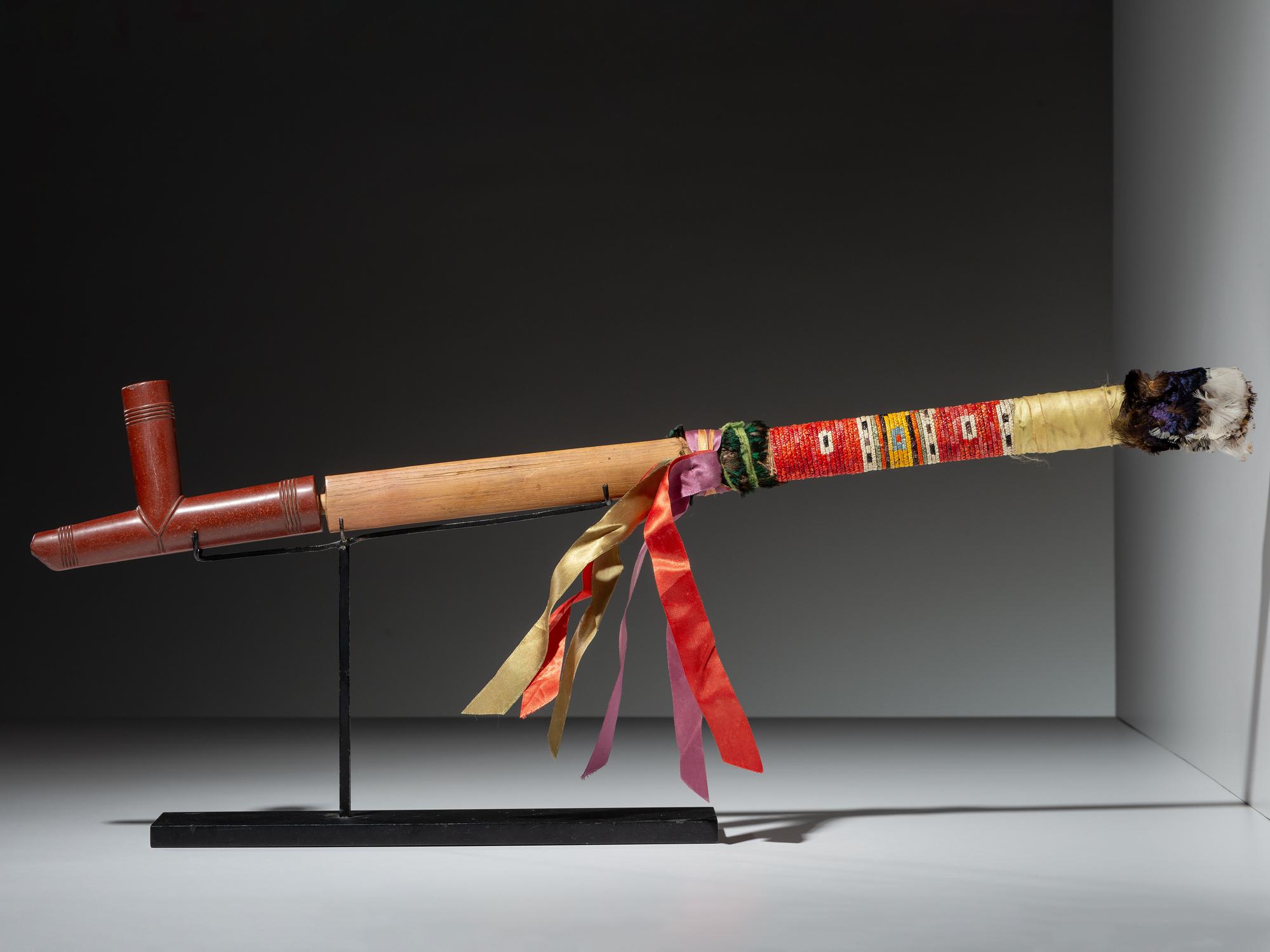 Sioux Quilled Pipe Stem, with Catlinite Bowl