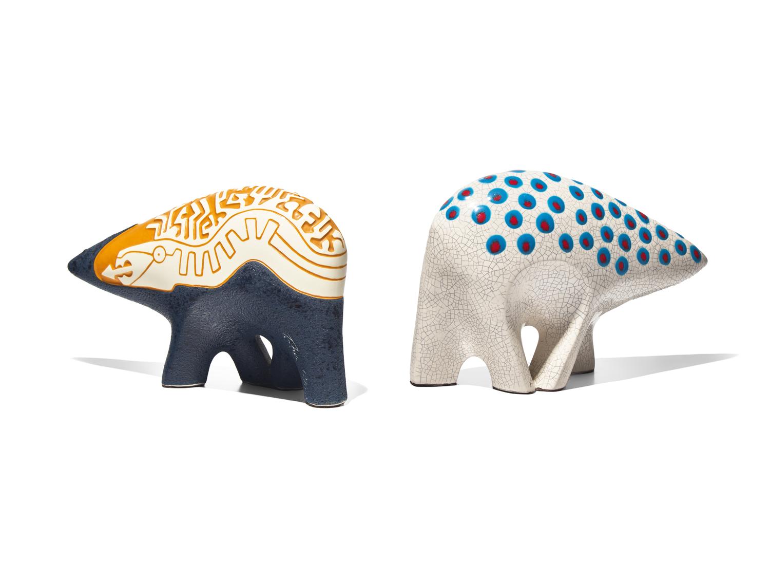 Two Works: Navy and Gold Buffalo , edition 12/150; White and Blue Buffalo