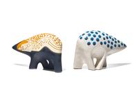 Two Works: Navy and Gold Buffalo , edition 12/150; White and Blue Buffalo