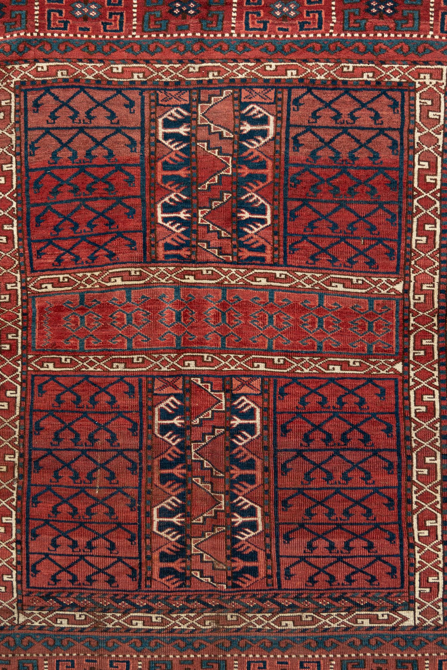A Turkoman Hatchli Wool Rug