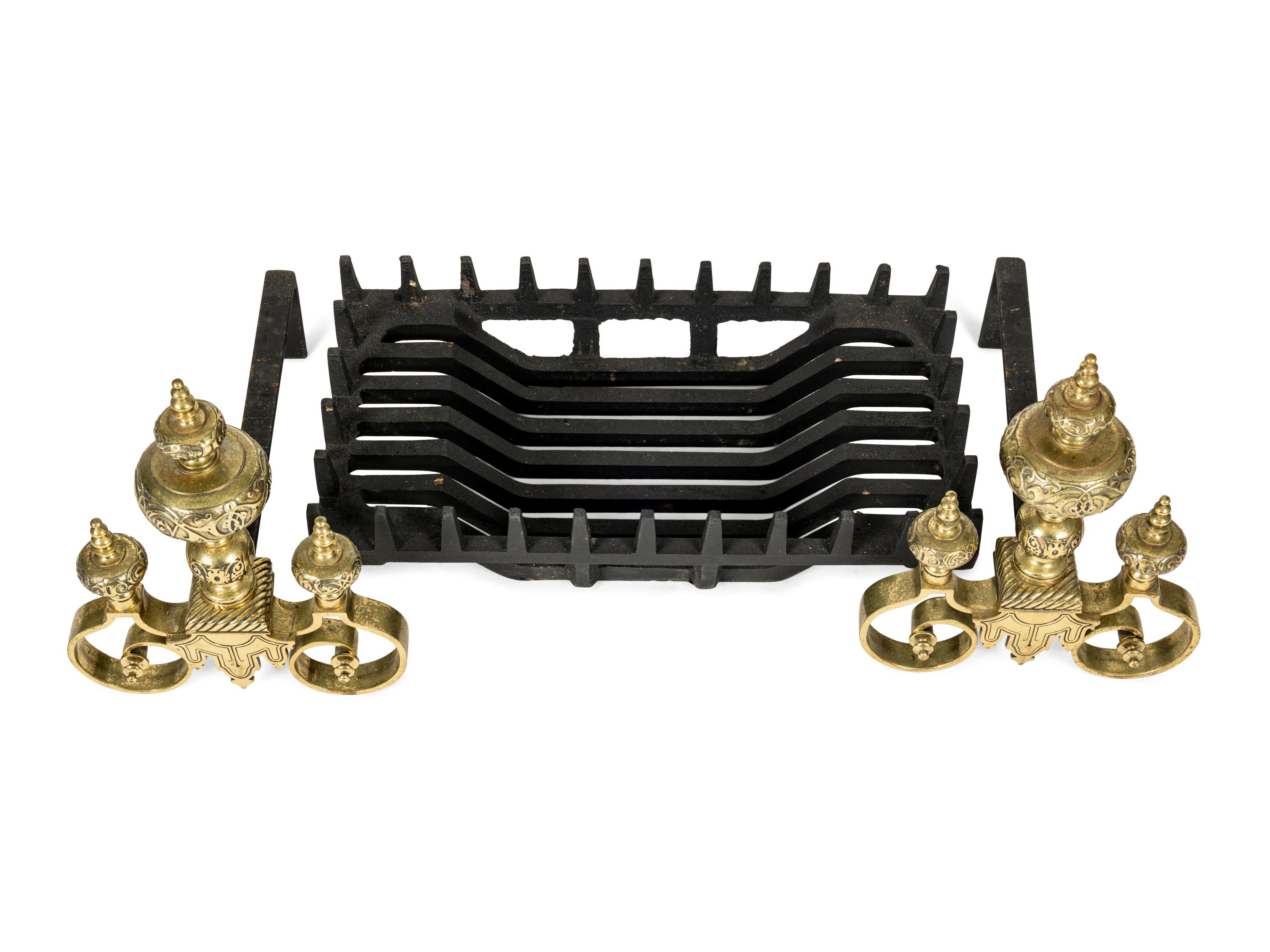 A Pair of Continental Brass Andirons