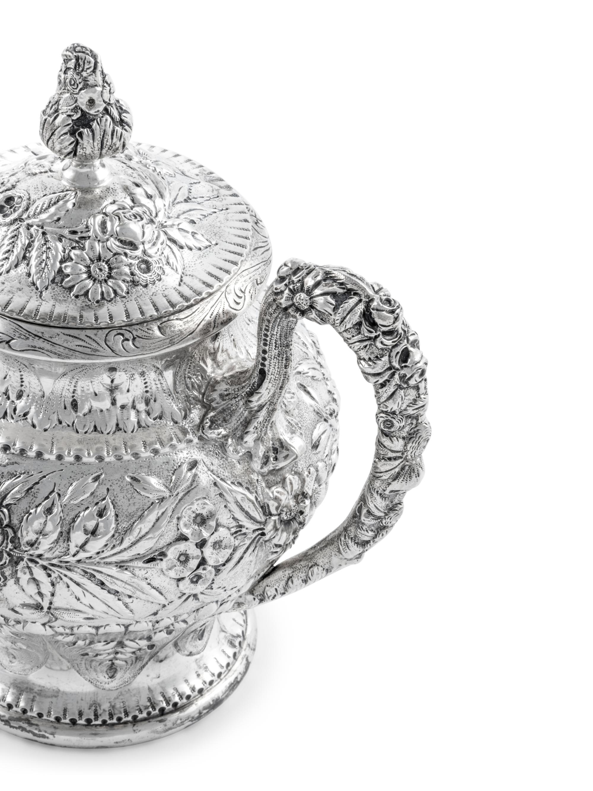 An American Silver Repoussé Six-Piece Tea and Coffee Service