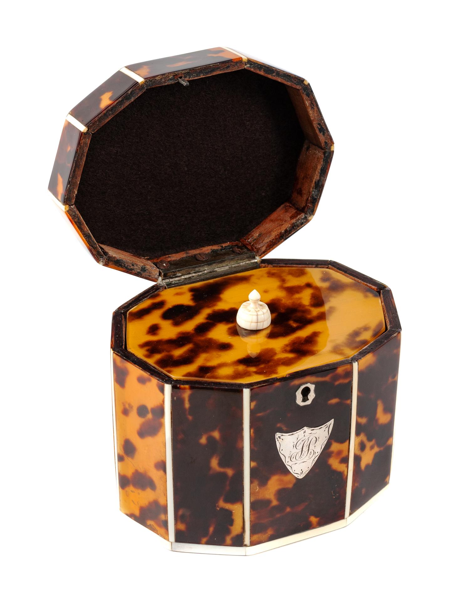 A George III Tortoise Shell Tea Caddy