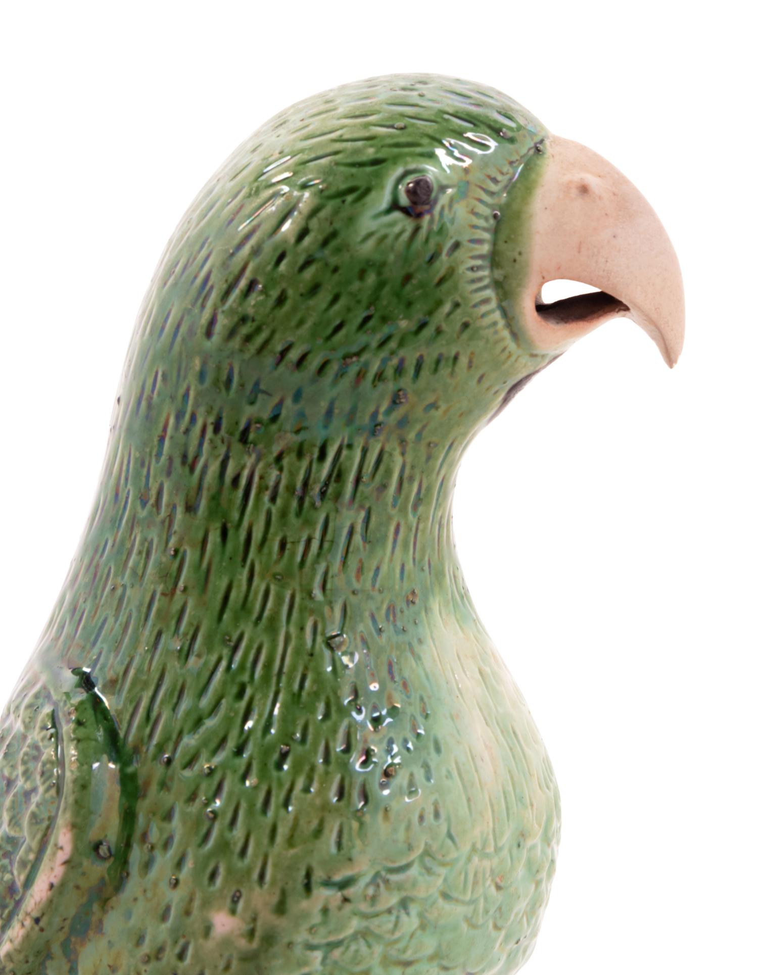 A Chinese Famille Verte Porcelain Figure of a Parrot