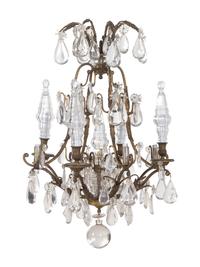 A Continental Gilt Bronze and Cut Glass Eight-Light Chandelier