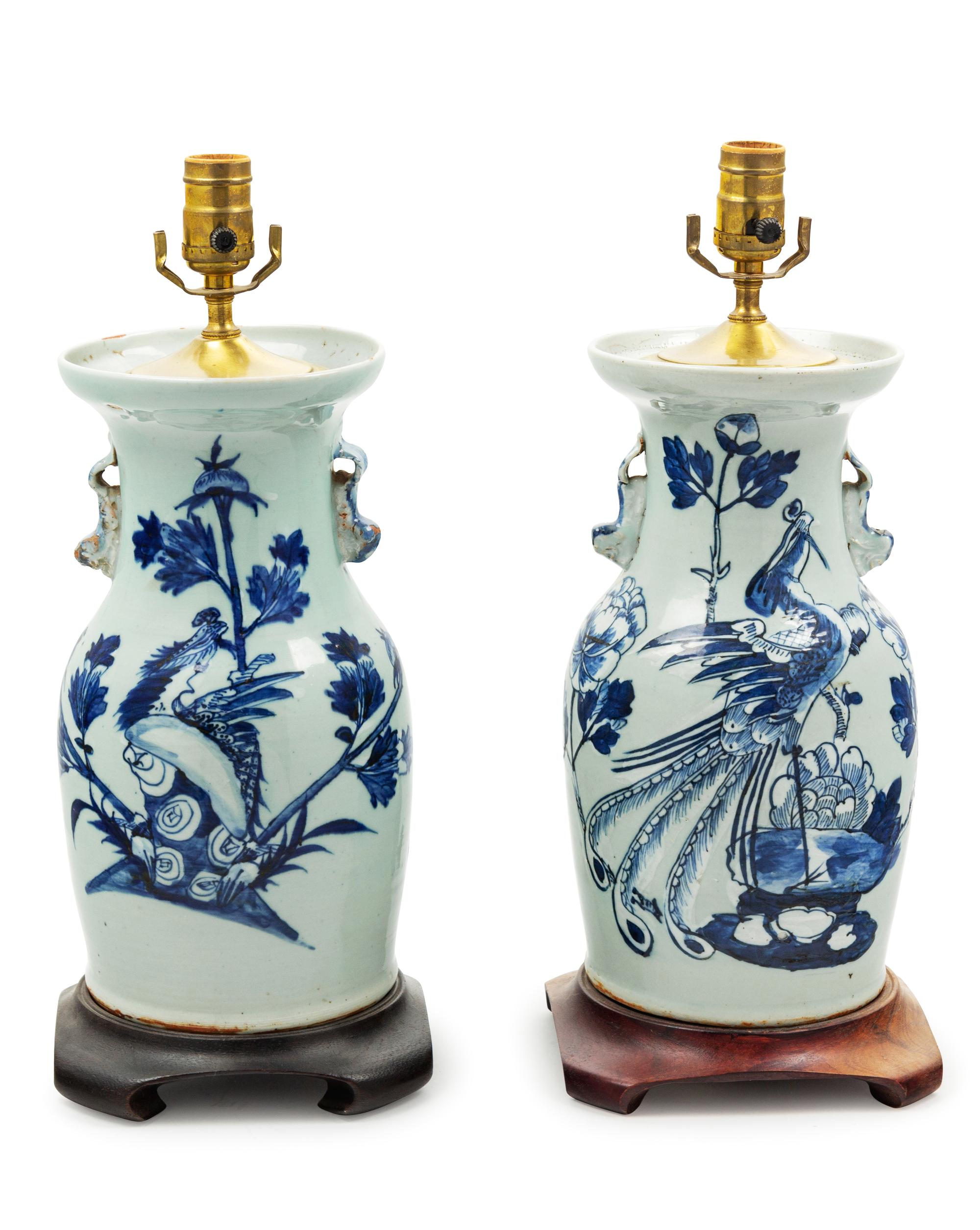 A Pair of Chinese Blue and White Porcelain Vases