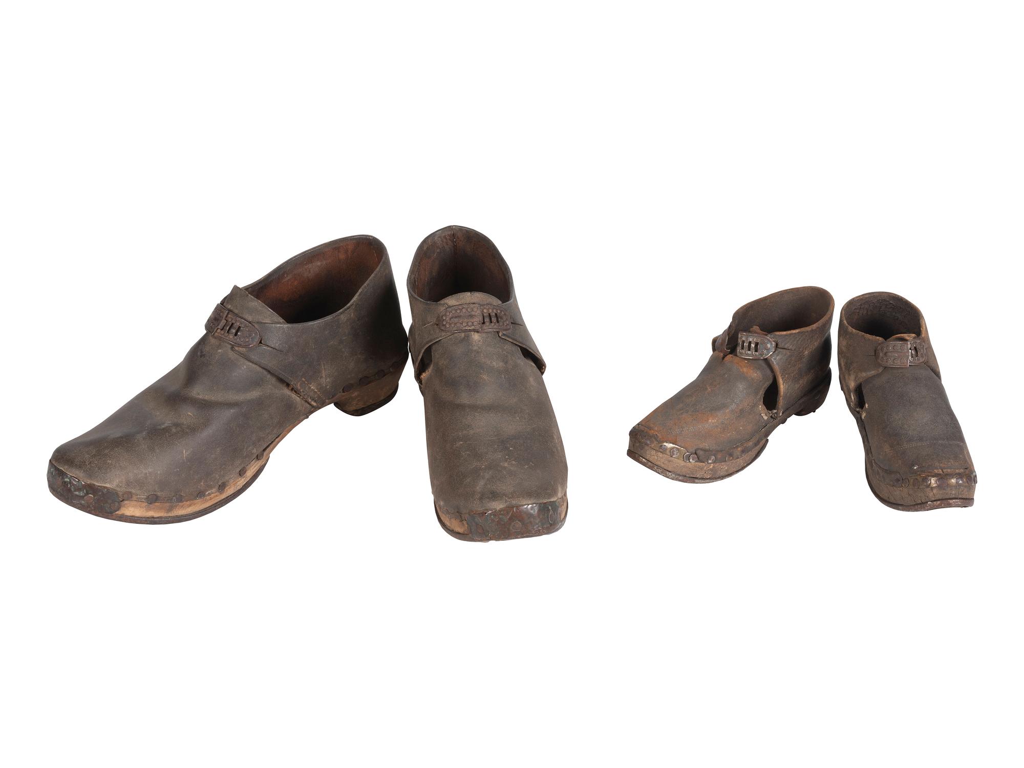 [CIVIL WAR]. Two pairs of Civil War-era southern manufactured shoes, including a scarce salesman's sample.