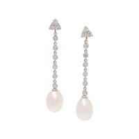DIAMOND AND CULTURED PEARL EARRINGS