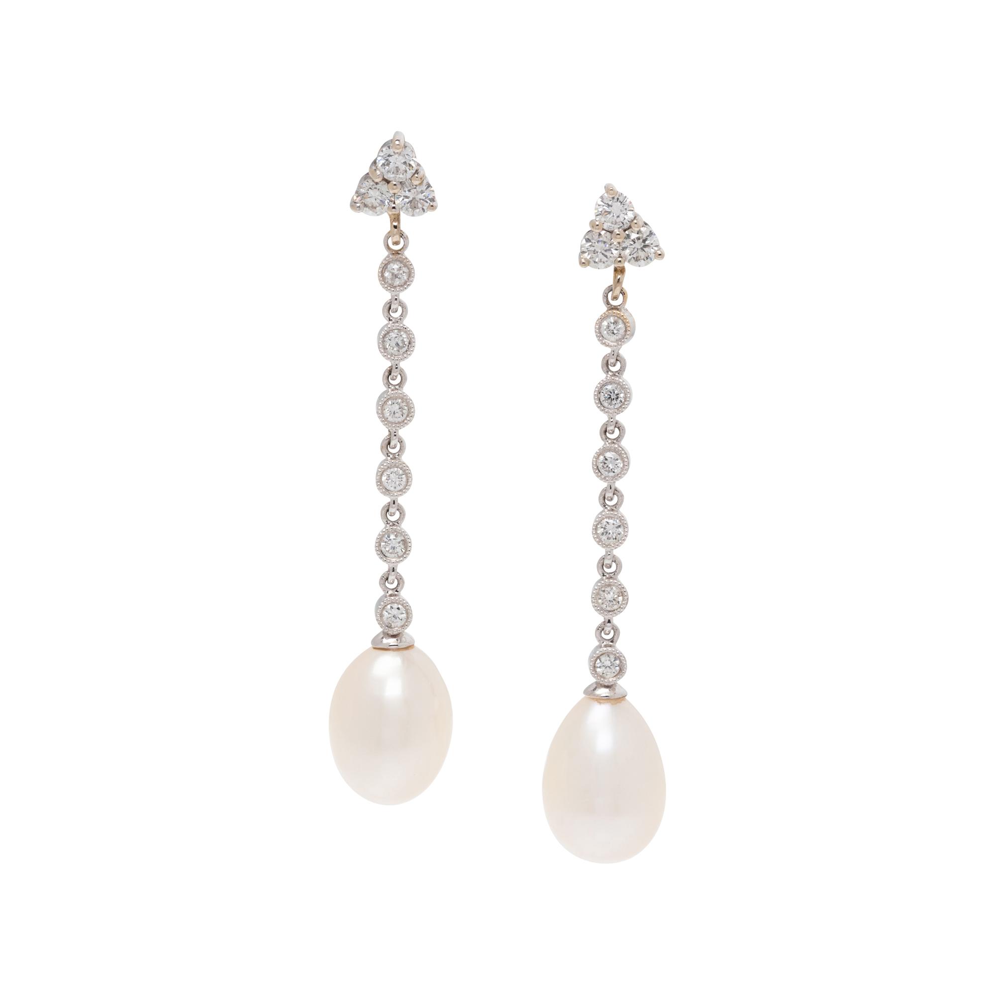 DIAMOND AND CULTURED PEARL EARRINGS