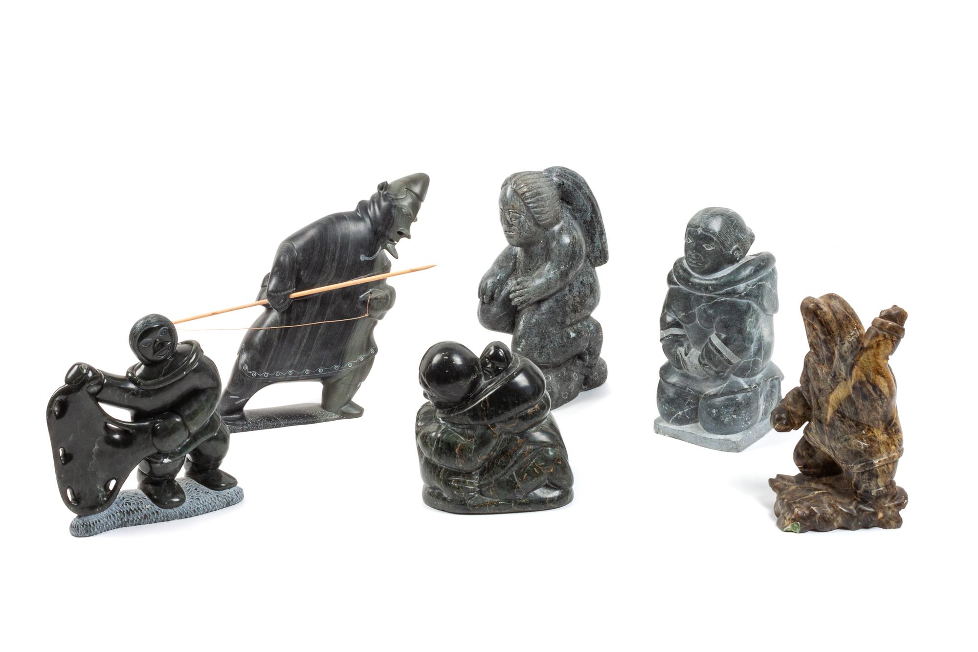 Six Inuit Soapstone Carvings