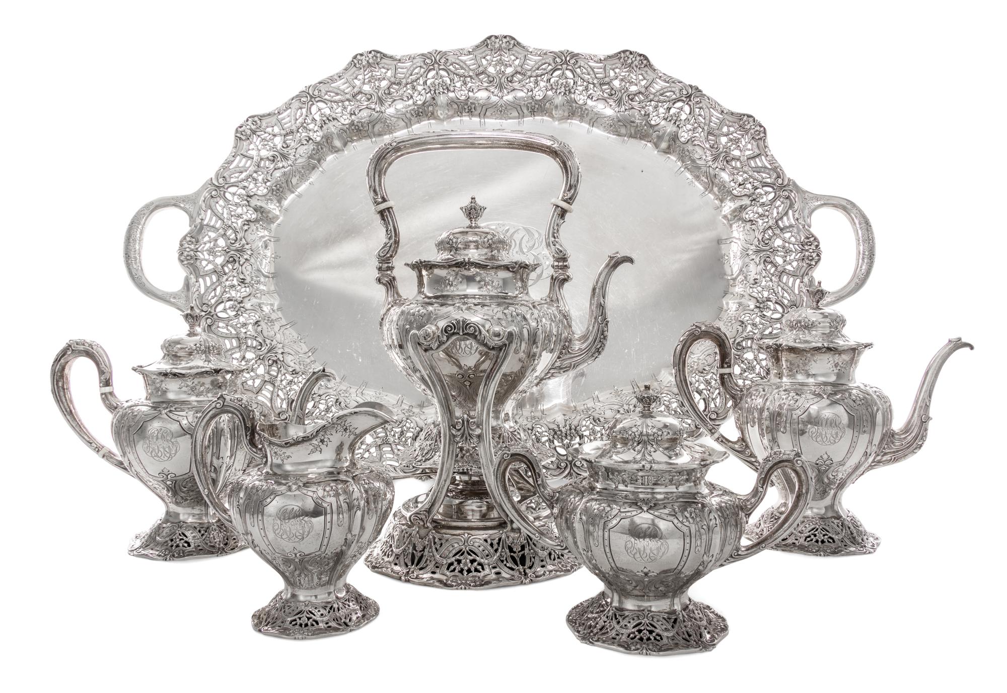 An American Silver Tea and Coffee Service, Black, Starr & Frost, New York, NY, Circa 1900, comprising a teapot, a coffee pot, a creamer