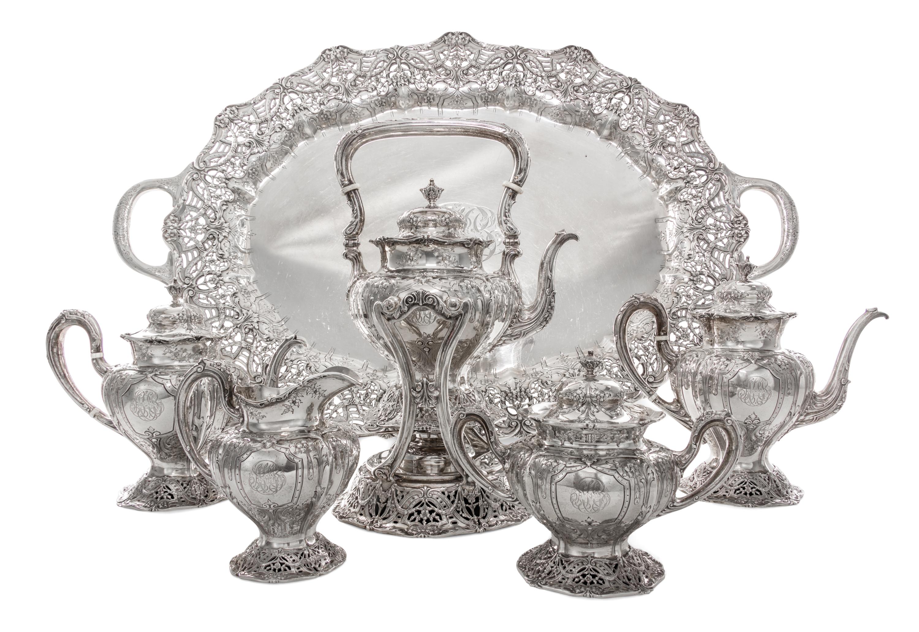An American Silver Tea and Coffee Service, Black, Starr & Frost, New York, NY, Circa 1900, comprising a teapot, a coffee pot, a creamer