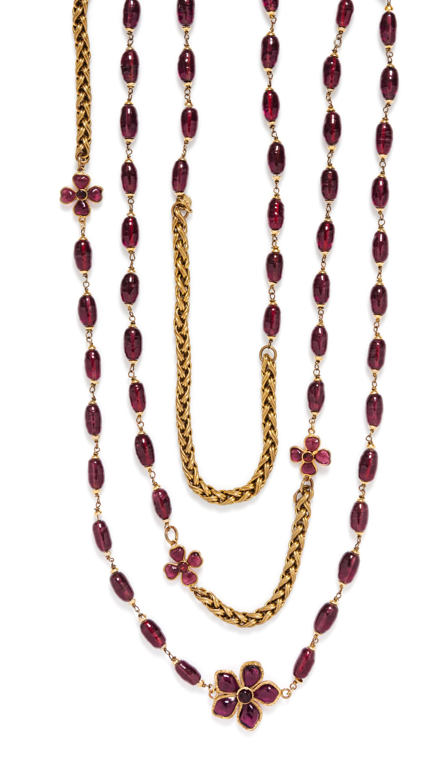 A Rare Chanel Amethyst Gripoix Glass and Gilt Metal Sautoir,