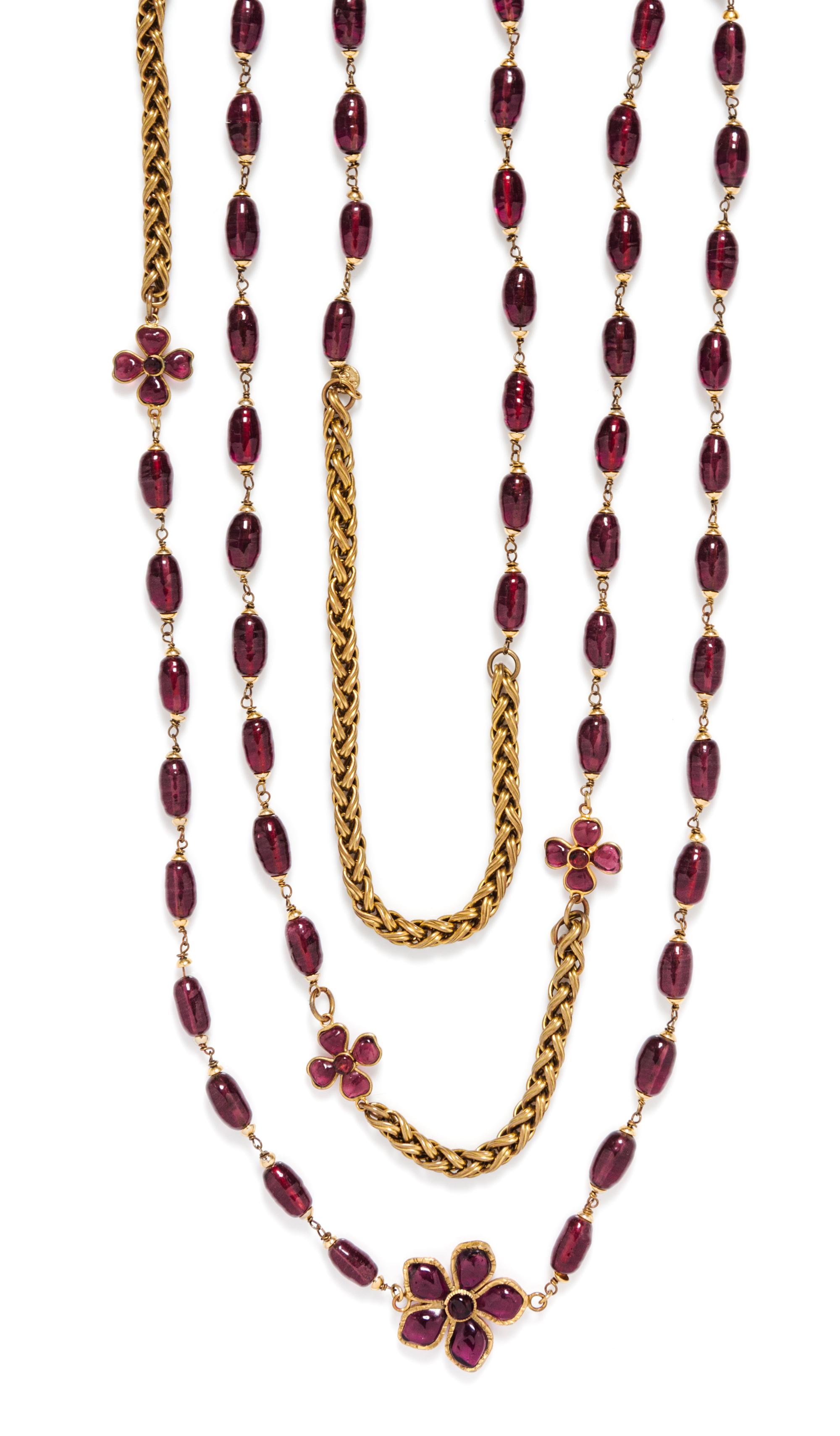 A Rare Chanel Amethyst Gripoix Glass and Gilt Metal Sautoir,