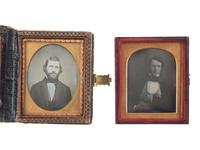 [EARLY PHOTOGRAPHY]. 19 ninth plate daguerreotypes of men with interesting hairstyles.