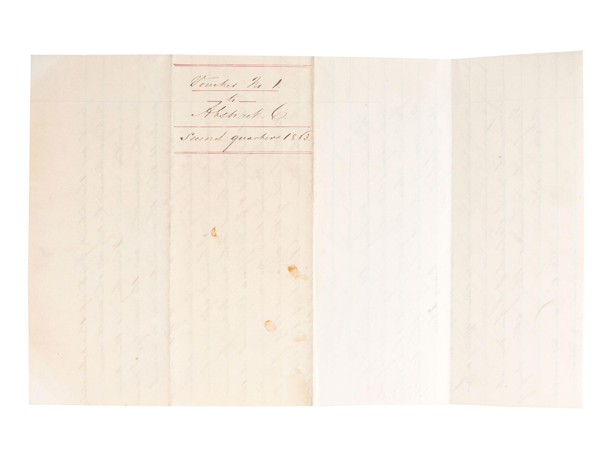 [CIVIL WAR]. Manuscript "Statement of Ordnance Stores, Lost while in possession and charge of Captain Gilbert W. Elliott, 102nd New York Volunteers" at the Battle of Chancellorsville, VA. October 1863.