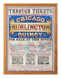 [TRANSPORTATION - RAILROAD]. Through Tickets to All Principal Points West Via Chicago Burlington and Quincy Railroad For Sale at This Office. Chicago, IL: Norton & Leonard Printers, n.d.