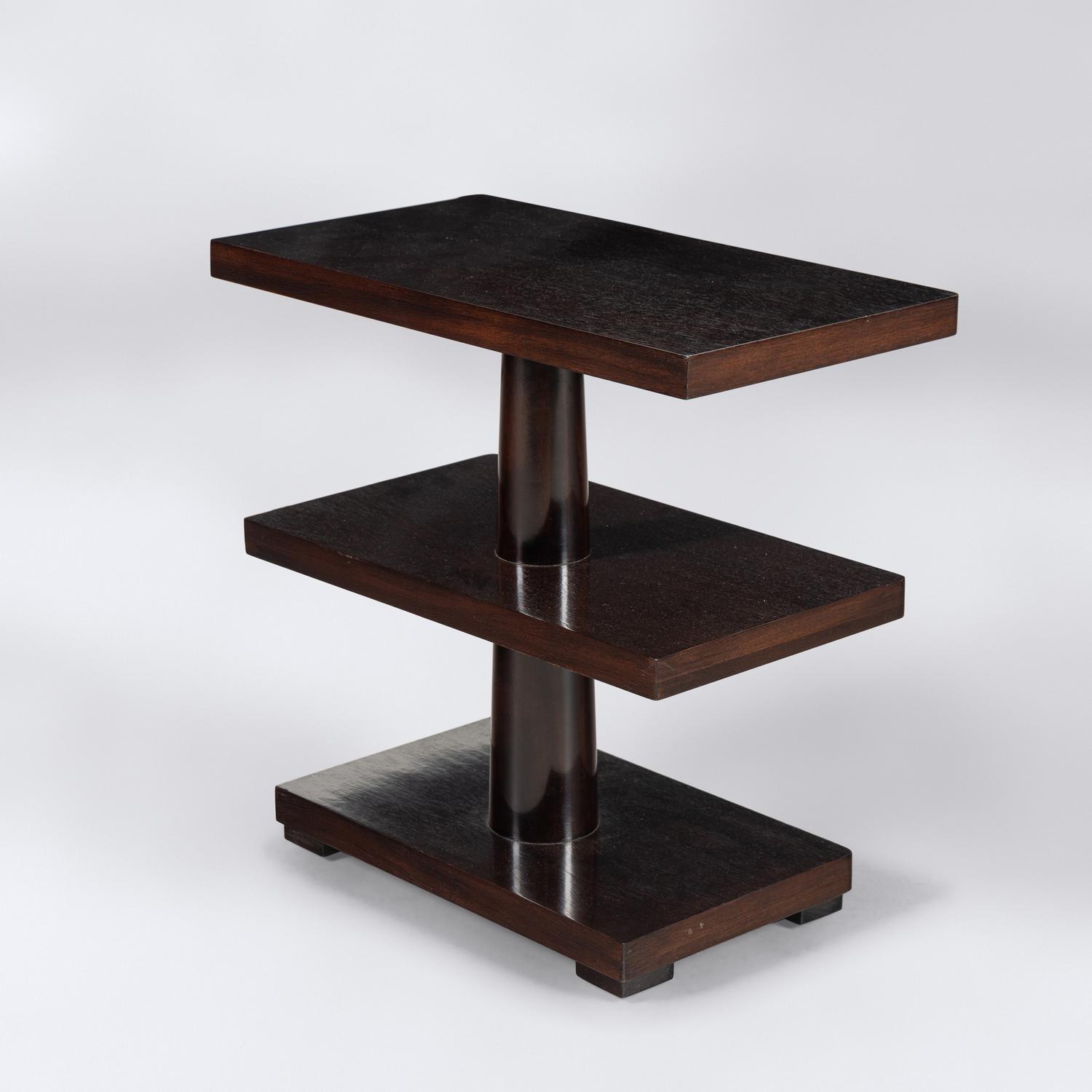 Three-Tier Art Deco Style Hardwood Side Table