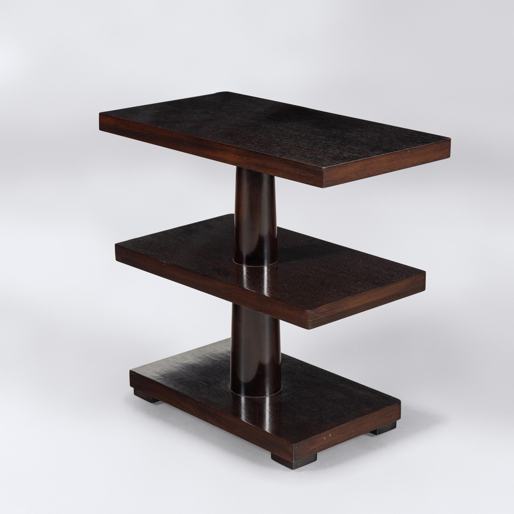Three-Tier Art Deco Style Hardwood Side Table