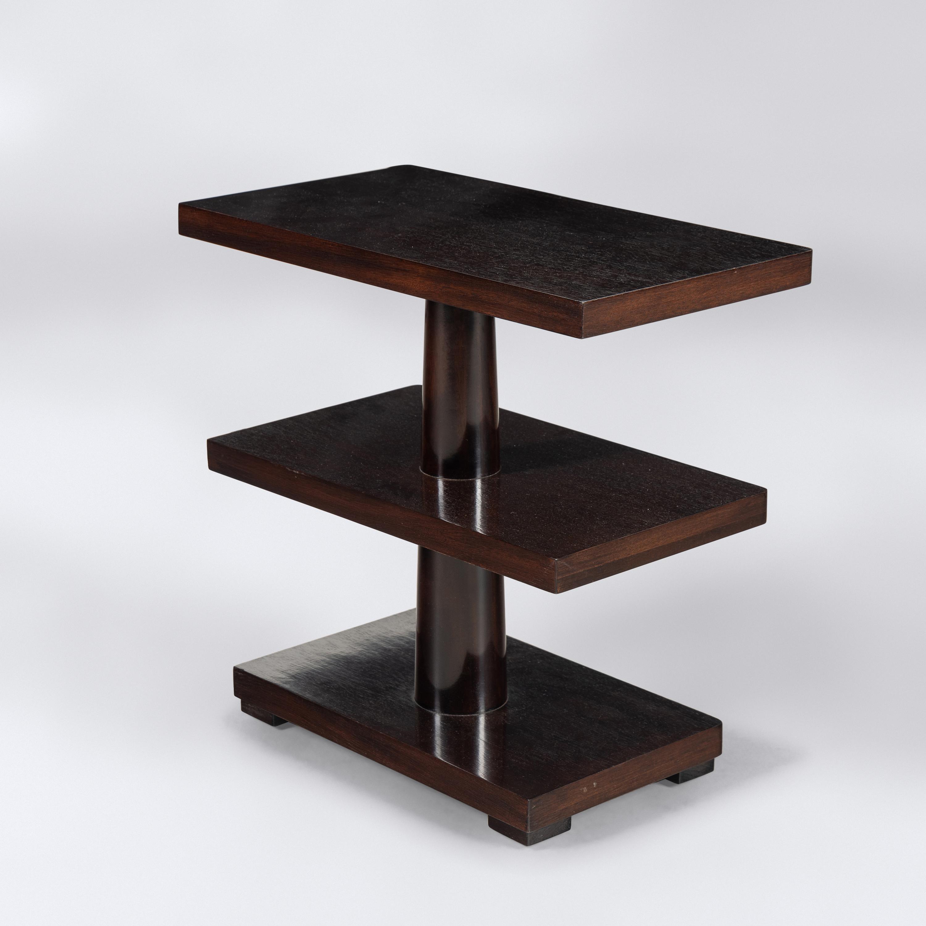 Three-Tier Art Deco Style Hardwood Side Table