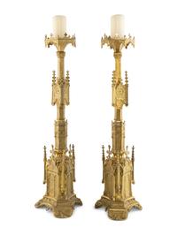 A Pair of French Gilt Bronze Pricket Sticks