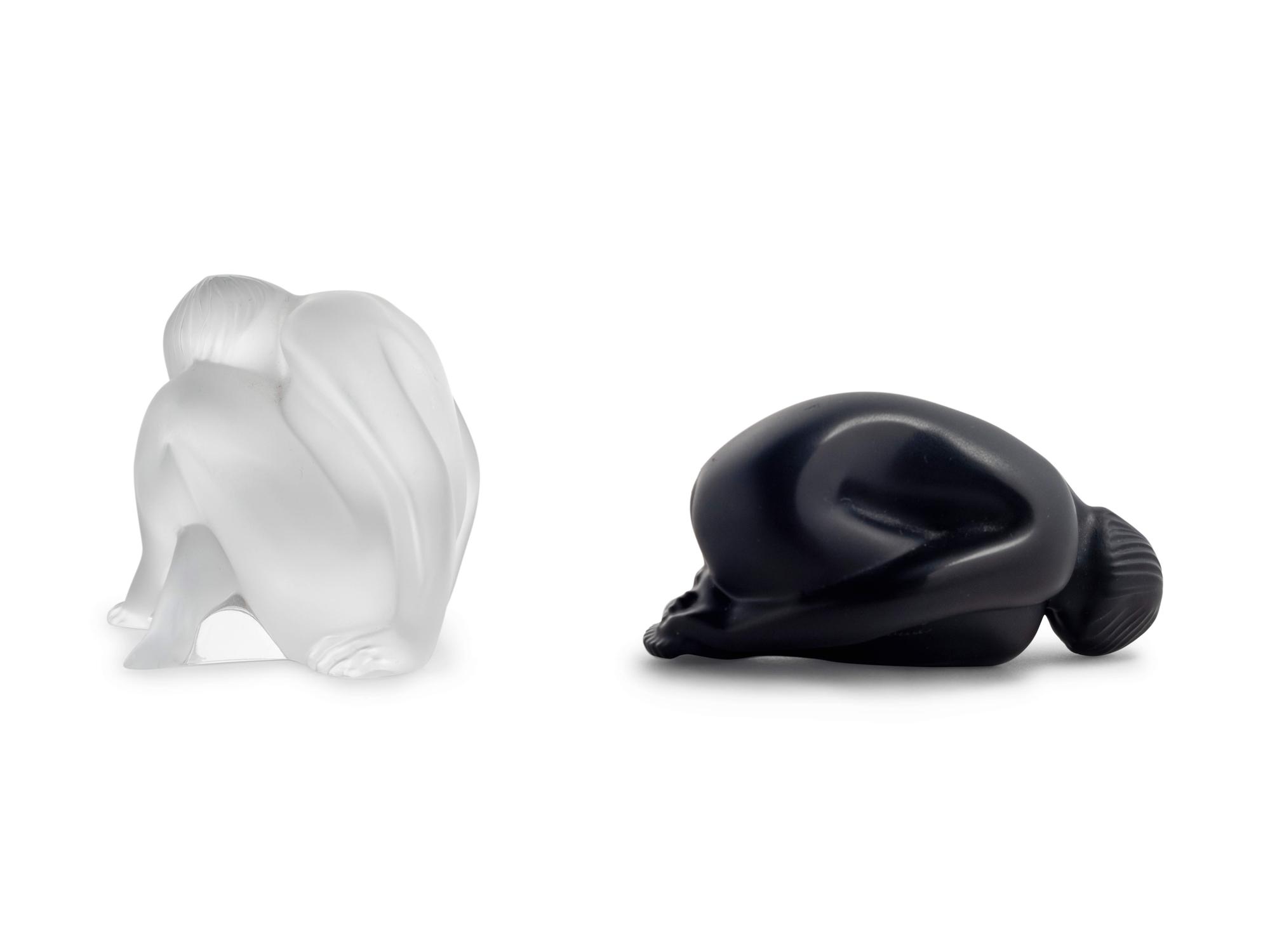 Two Lalique Frosted Glass Figures — 20TH CENTURY