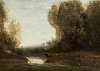 Gardienne et ses deux vaches au marais , c. 1860-65