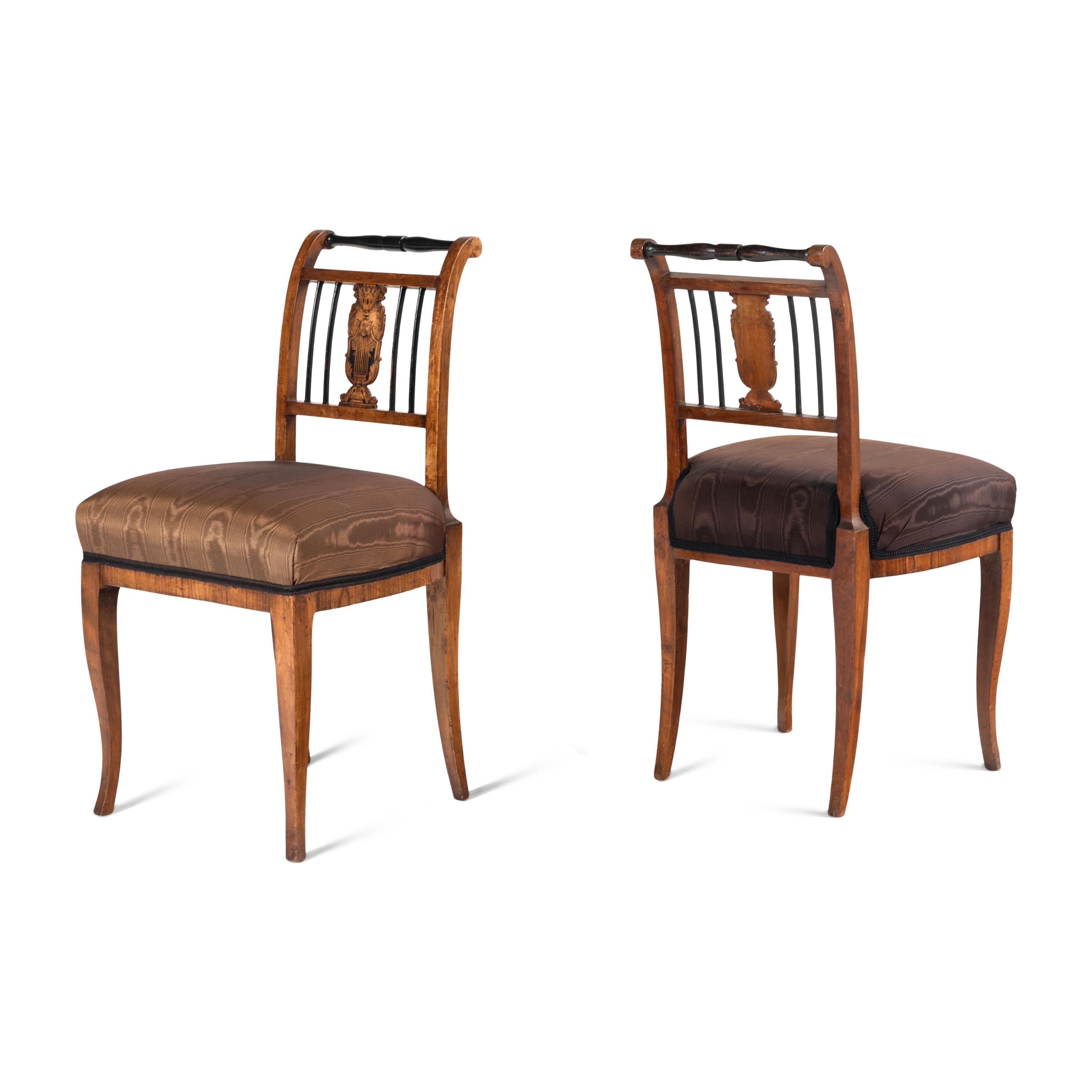 A Pair of Biedermeier Fruitwood Side Chairs