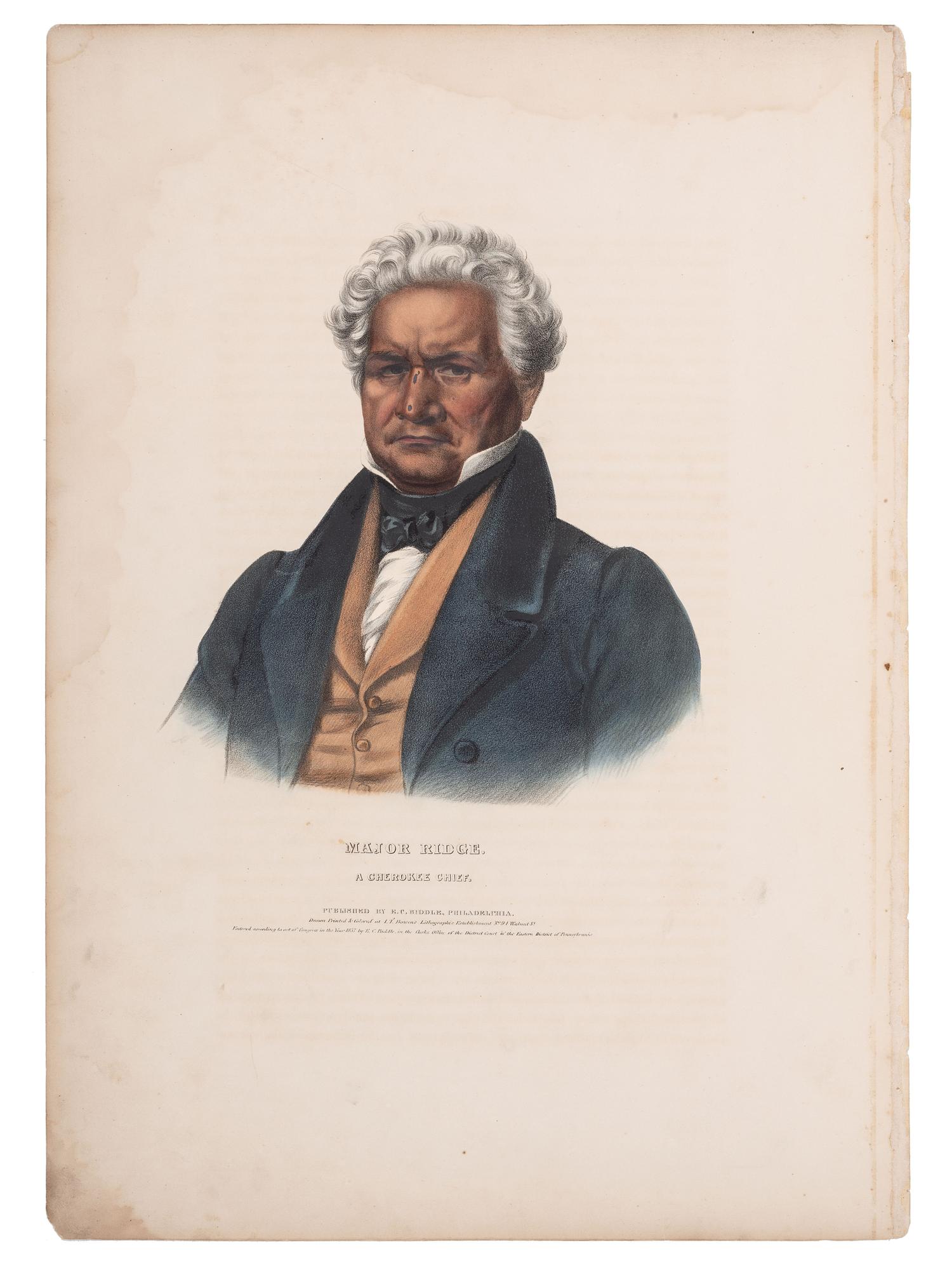[McKENNEY & HALL]. A group of 4 large folio hand-colored lithographs of Cherokee. 1837-1843.