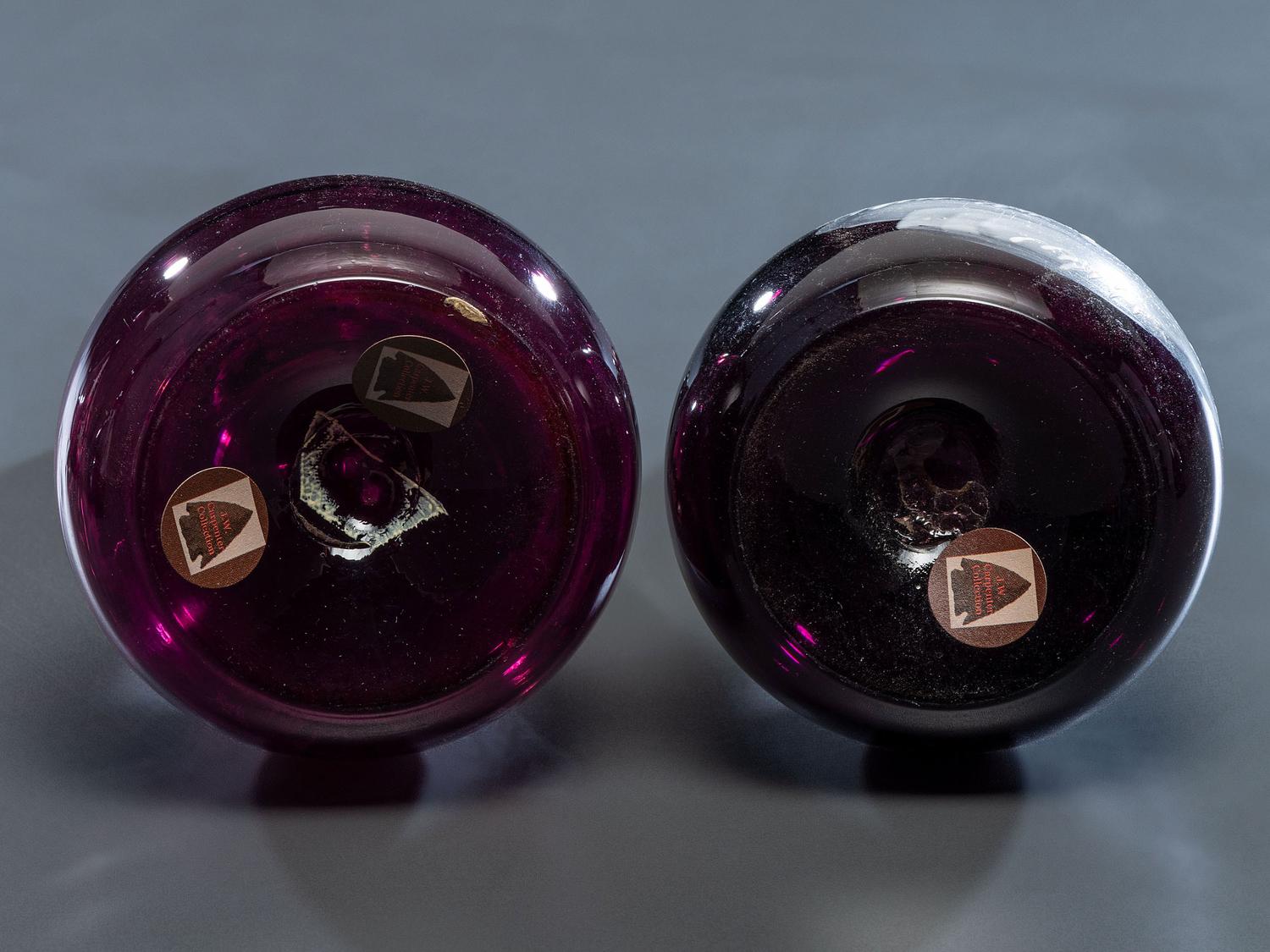 Five 'Mary Gregory' Enameled Amethyst Barber Bottles