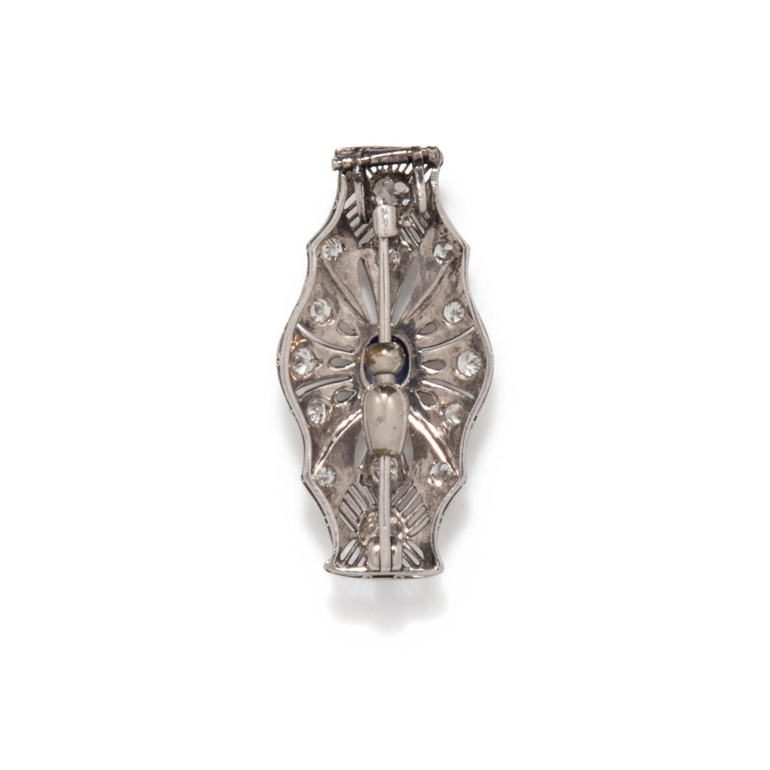 ART DECO, DIAMOND AND SAPPHIRE PENDANT BROOCH