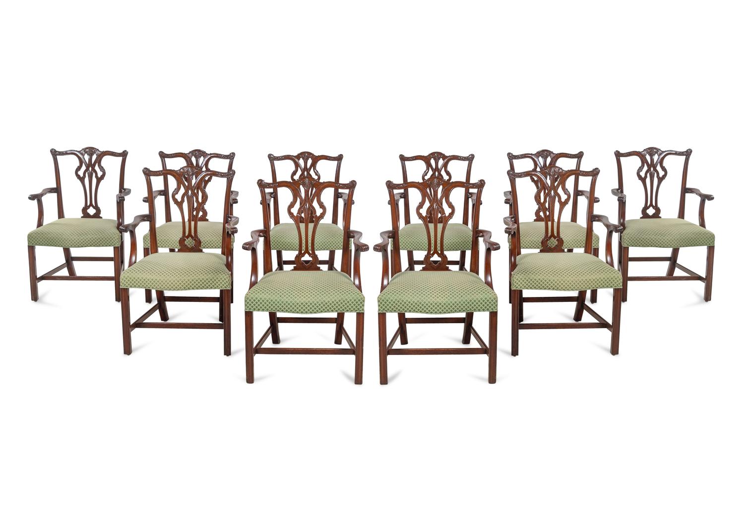 A Set of Ten George III Style Mahogany Armchairs