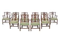 A Set of Ten George III Style Mahogany Armchairs