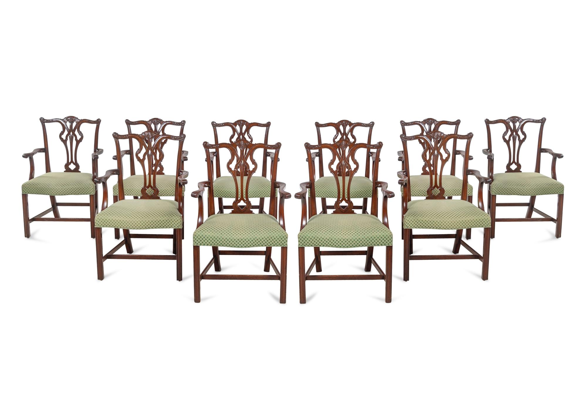 A Set of Ten George III Style Mahogany Armchairs