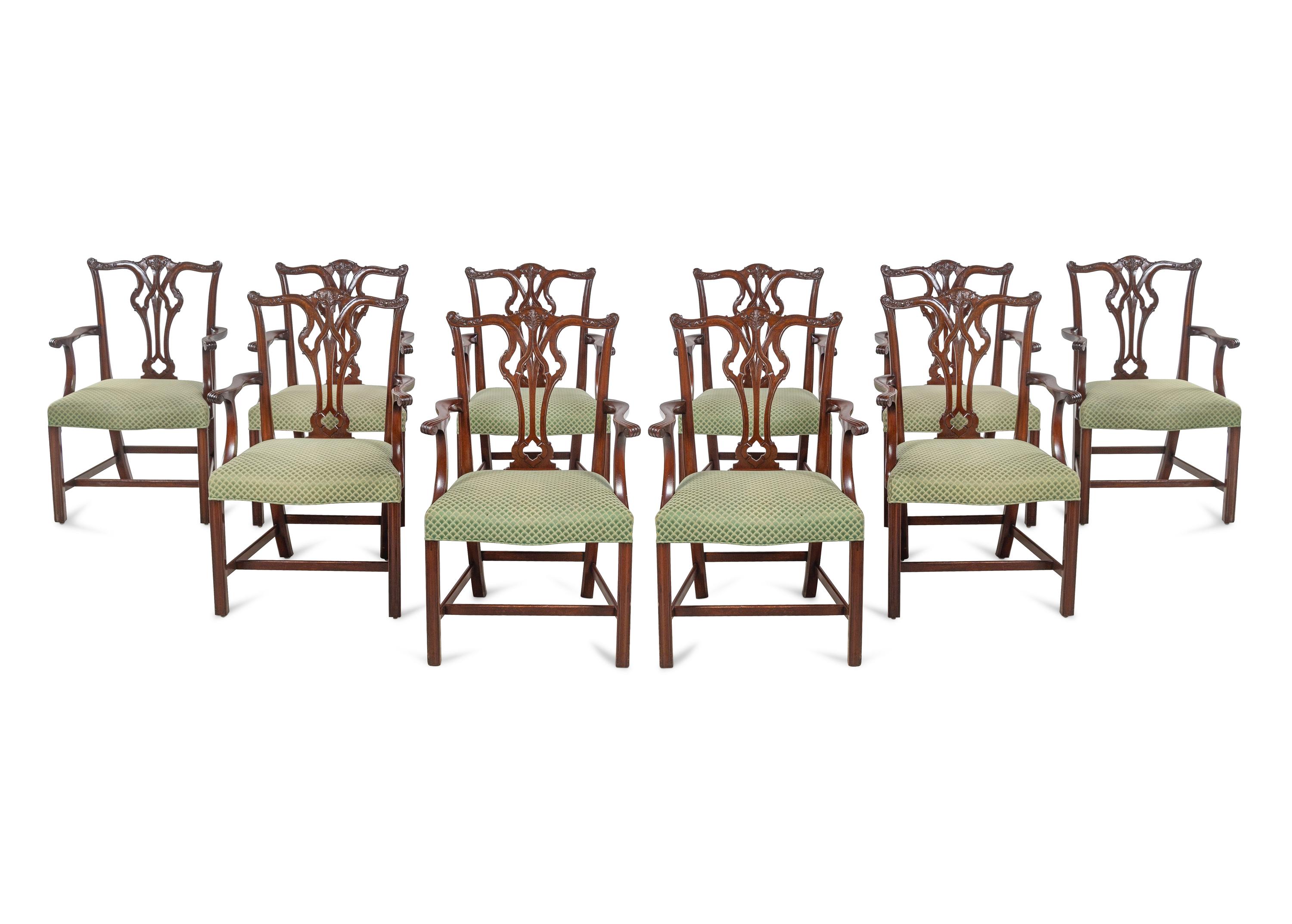 A Set of Ten George III Style Mahogany Armchairs