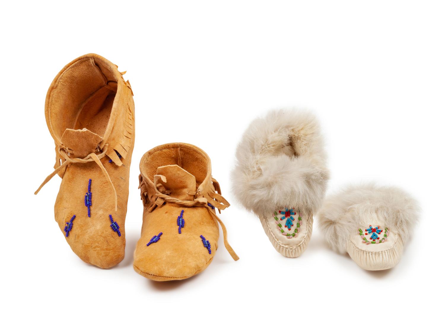 Northern Plains and Athapaskan Children's Beaded Hide Moccasins