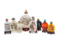 A Group of Eight Chinese Glass Snuff Bottles