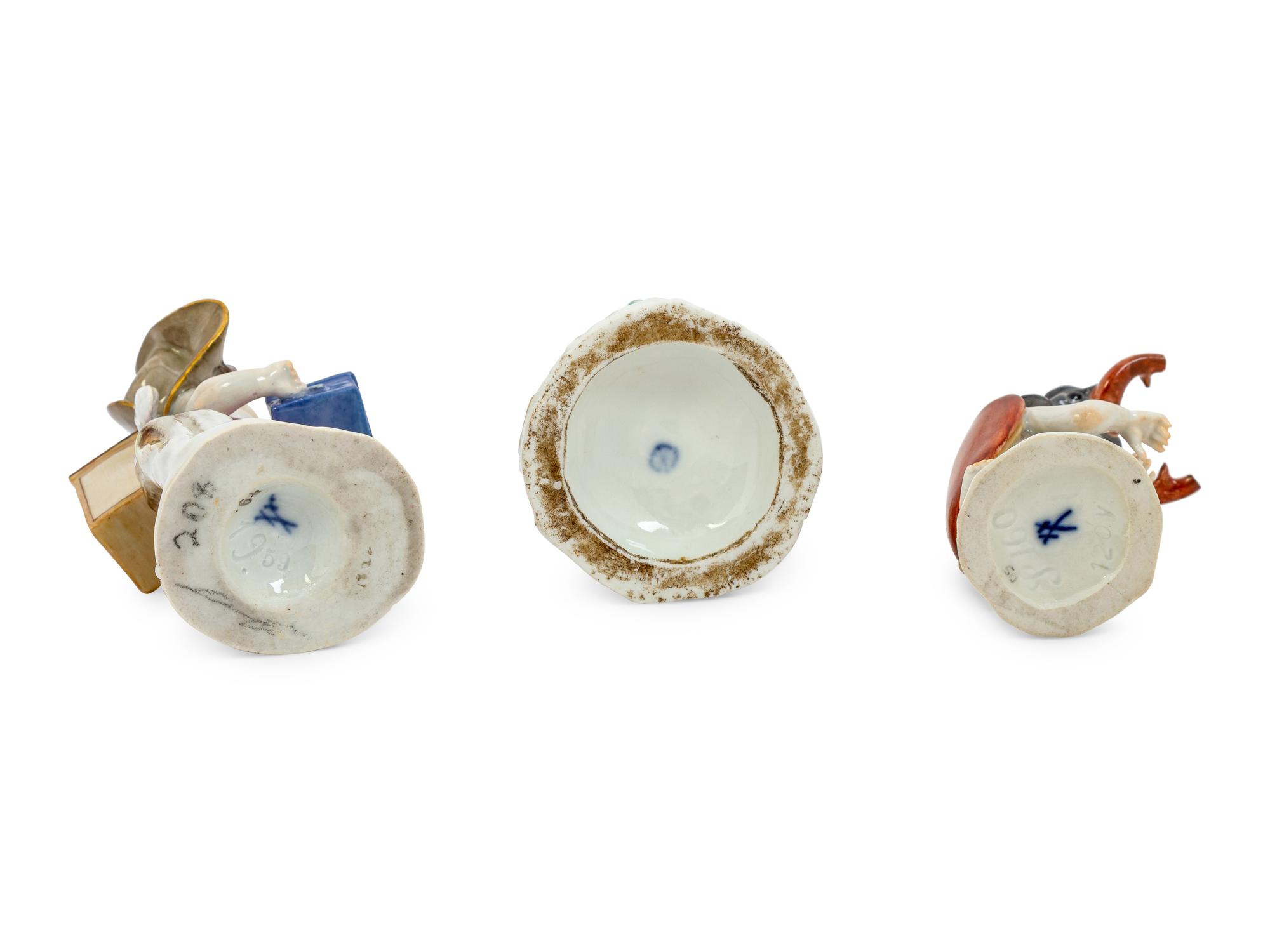Three Meissen Porcelain Miniature Figures of Boys