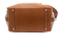An Hermes Ecru Canvas and Fawn Barenia Calfskin Caleche-Express Medium Tote, 15.3" 14.1" 7.8".