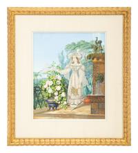 Oriental Lady with Roses on a Terrace