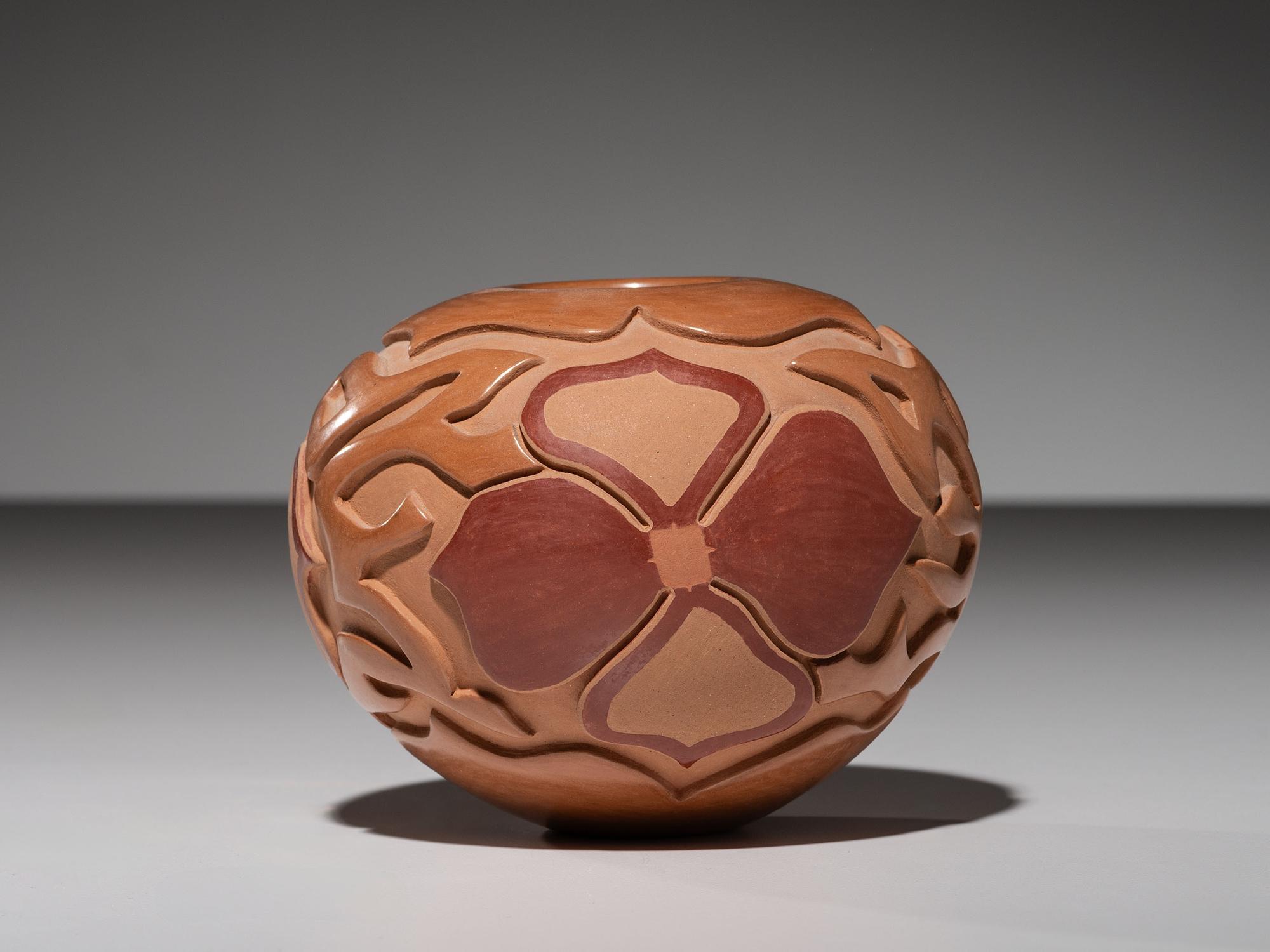 Carved Polychrome Pottery Jar January 1995