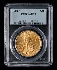 A United States 1908-S St. Gaudens $20 Gold Coin