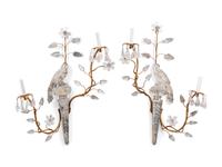 A Pair of Giltwood and Rock Crystal Two-Light Sconces in the Style of Maison Baguès