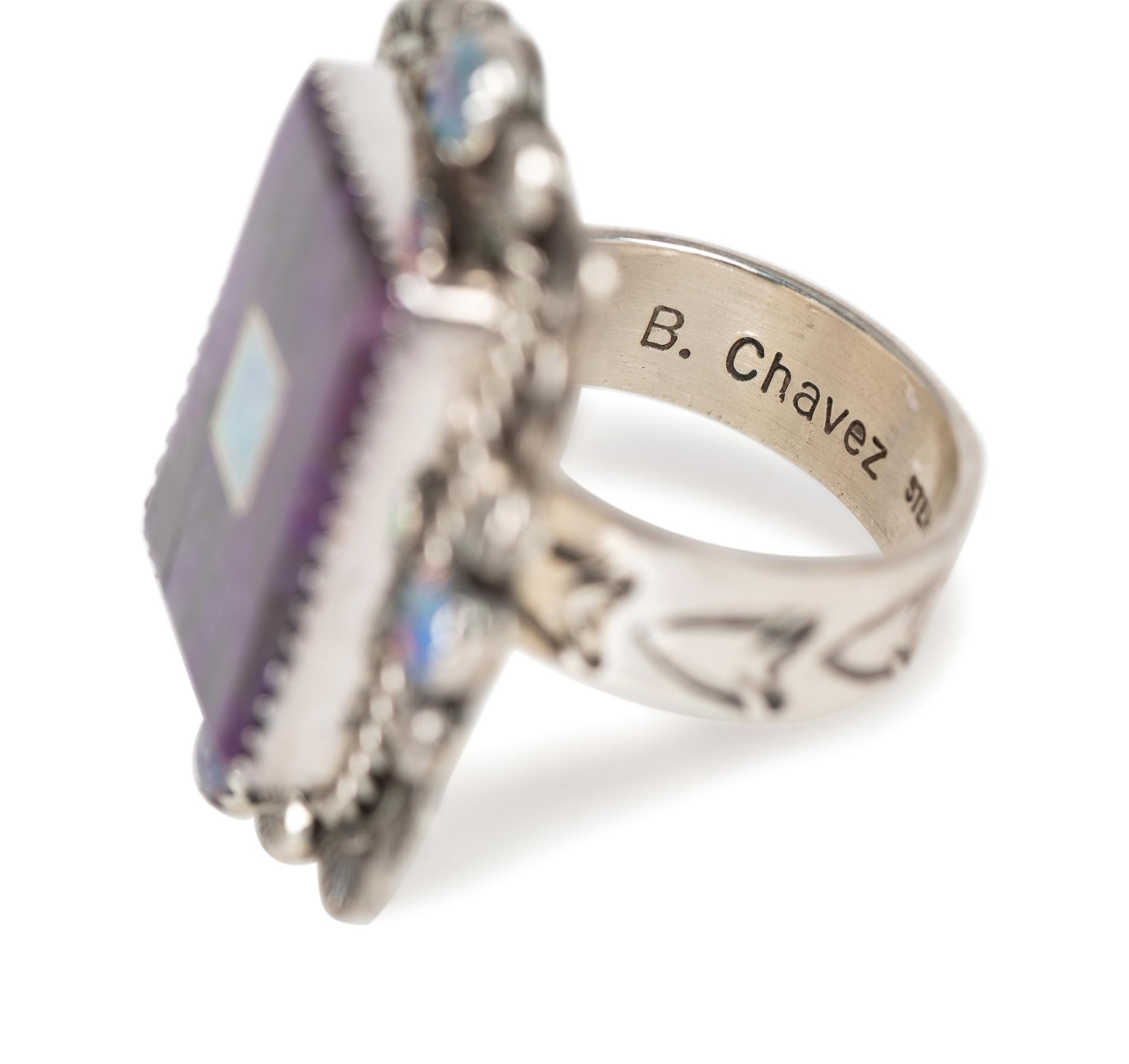 Matching Sterling Silver, Sugilite, and Opal Cuff Bracelet AND Ring