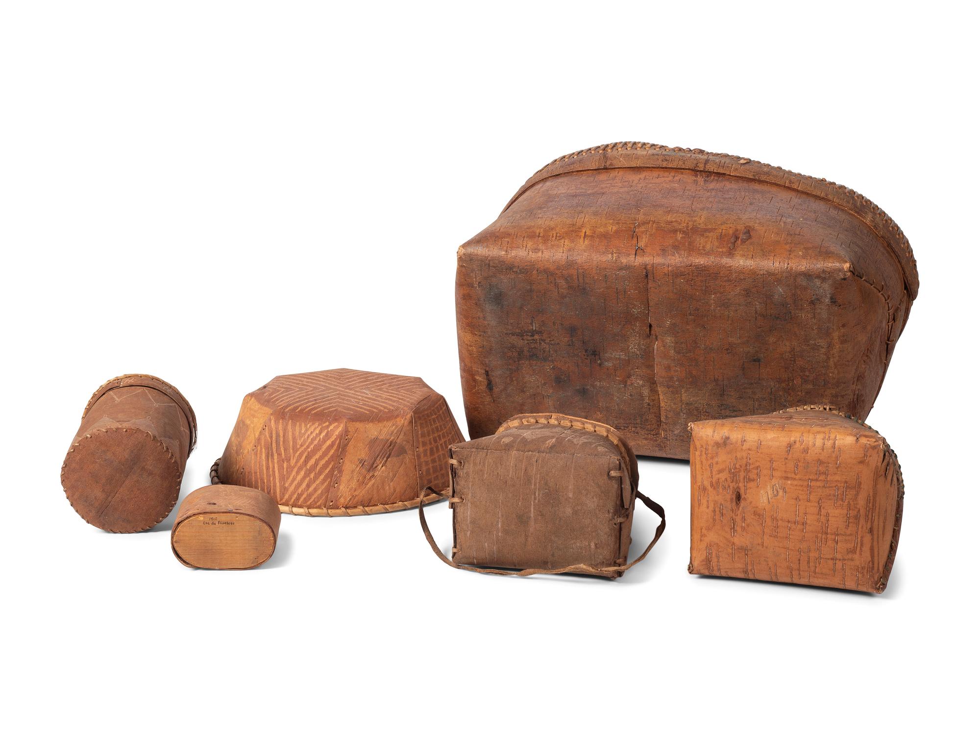 Collection of Decorated Birchbark Containers