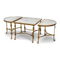 A French Neoclassical Style Gilt Bronze and Marble Three-Part Low Table